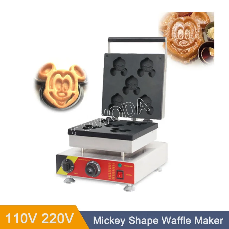 5 pcs Mickey Shape Waffle Maker Machine Home Multi-function Waffeleisen Nonstick Waffle Toaster Breakfast Machine