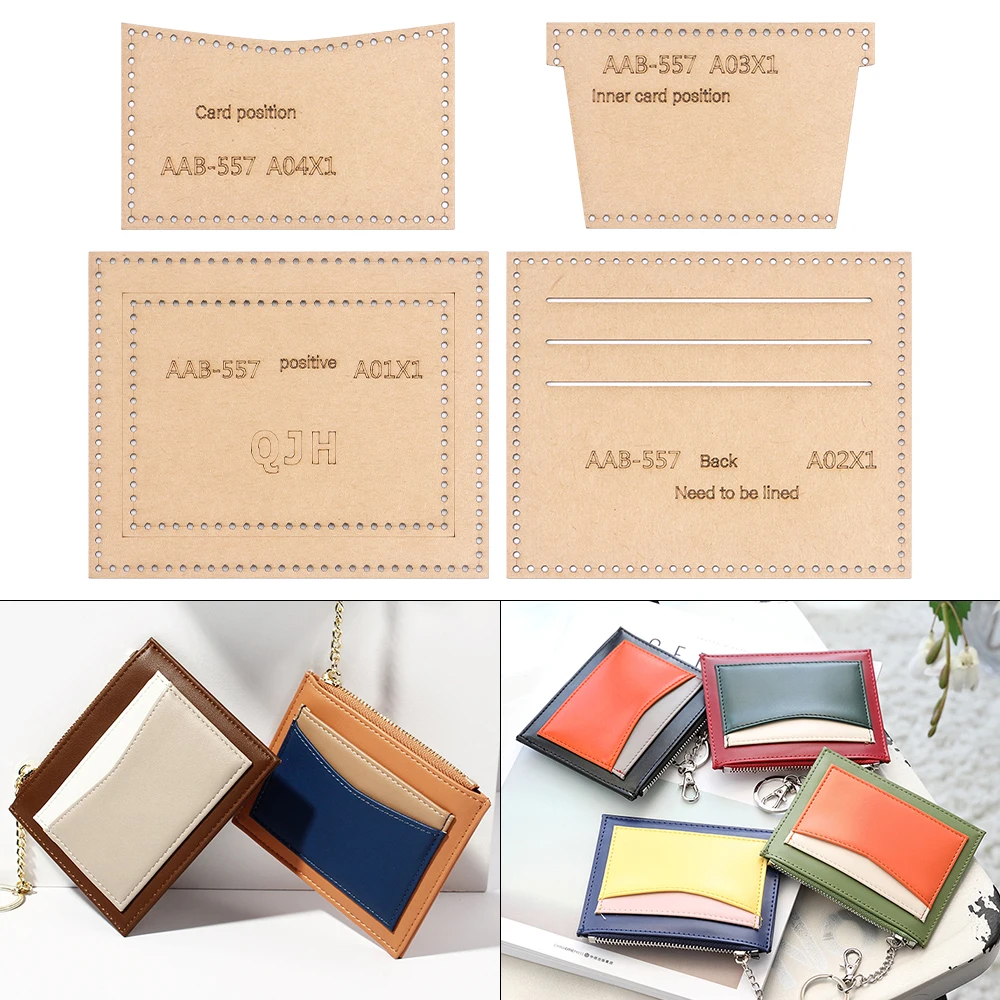 DIY Kraft Paper Template of Handmade Wallet & Coin Bags, Leather Crafts Sewing Design Paper Design Stencils