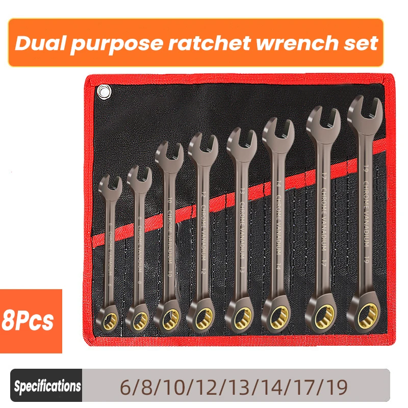 Strengthen Ratchet  Combination Wrench Set Chrome Vanadium Steel Hand Tools Spanner for Car Repair Hardware Tools