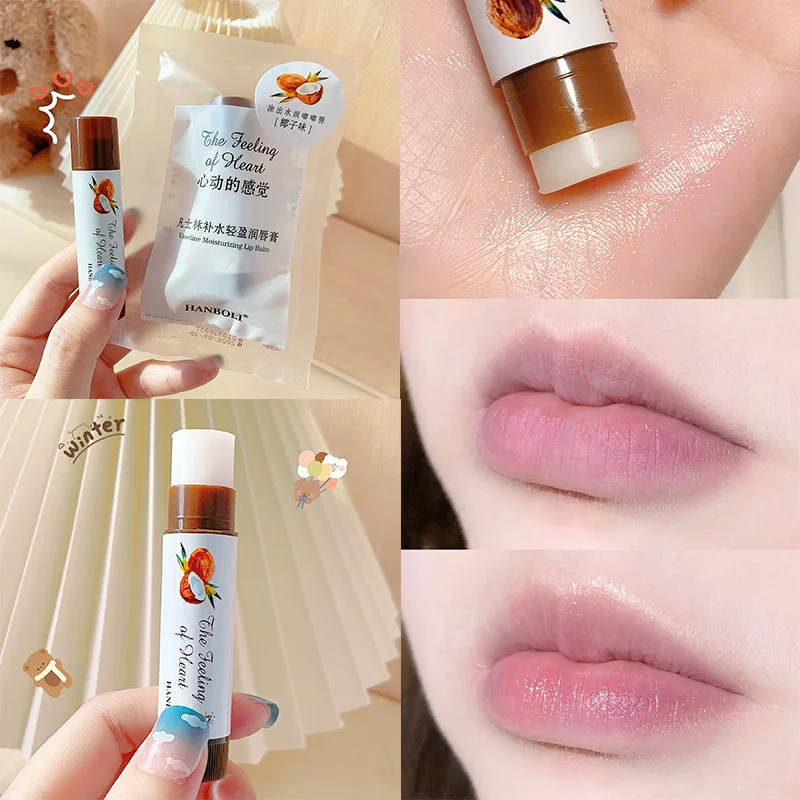 Bálsamo labial colorido Hanboli, Bálsamo labial hidratante, Linhas finas, Batom fresco e leve, Fino e hidratante, Bálsamo labial