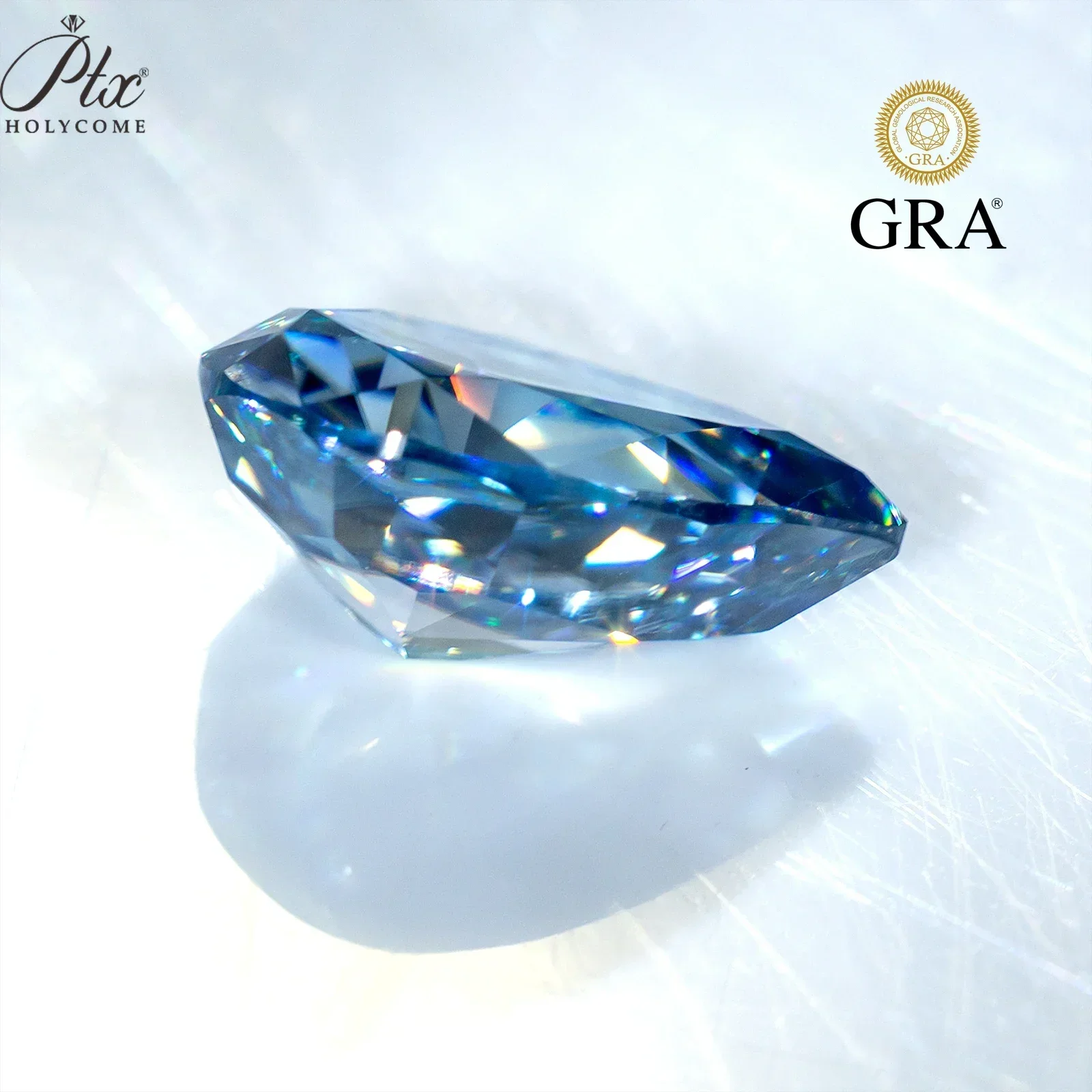 PTX 100% Pear Shape Loose Moissanite Stones Vivid Blue Color Ice Flower Gemstones Diamond VVS Clarity Engagement Jewelry Making