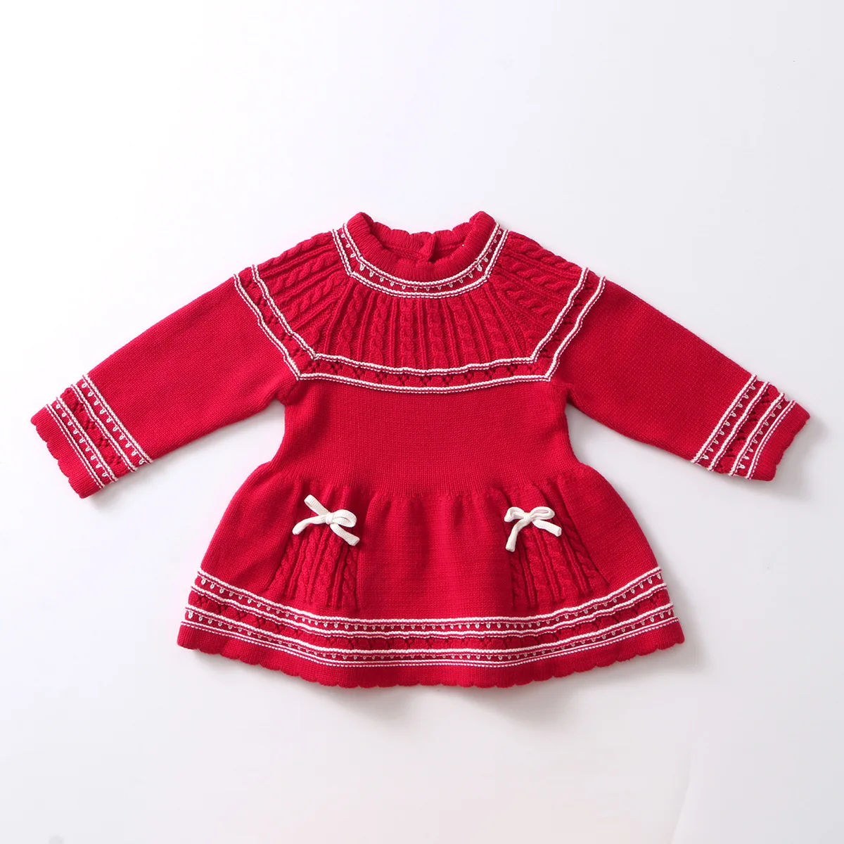 

2026 Autumn Infant Girls Sweet Princess Dress Cute Knitted Baby Girl 0-4 Years Christmas New Year Toddler Knitted Dresses
