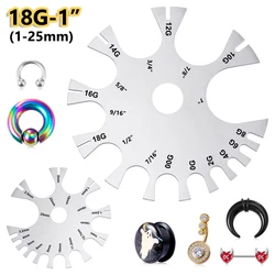 1pc 1mm-25mm Wire Gauge Measuring Tool Piercing Jewelry Thickness Gauge Measurement Tester Ruler Stainless Steel Diameter Tool