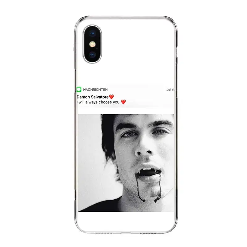 The Vampire Diaries Damon Salvatore Phone Case For iPhone 16 15 14 Plus 12 13 Mini 11 Pro Max X Xs  8 7 SE + Soft Fundas Coque S