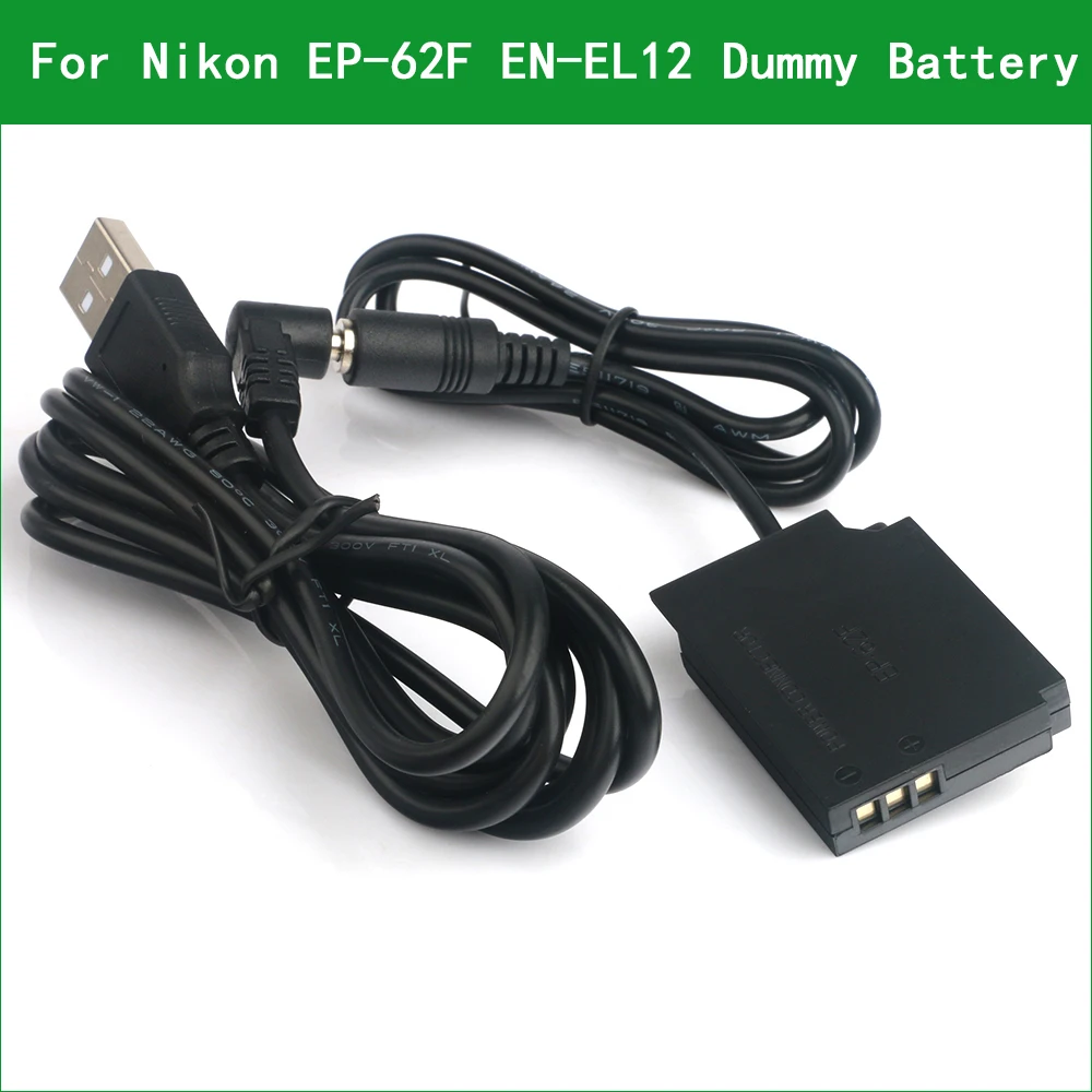 

EN-EL12 Dummy Battery EP-62F Power Connector USB Cable for Nikon COOLPIX S9100 S9200 S9300 S9400 S9500 S9900 A900 A1000