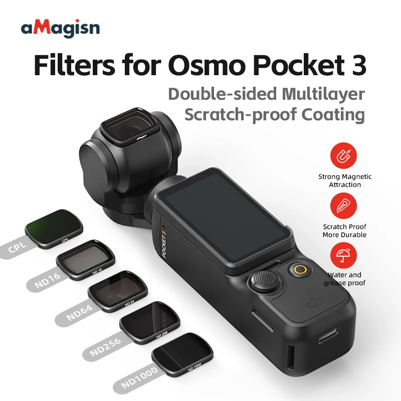 Filtros de lente para bolso 3, vidro óptico para DJI Osmo Pocket 3, Handheld Gimbal Câmera Acessório, CPL ND16 ND64 ND256 ND1000