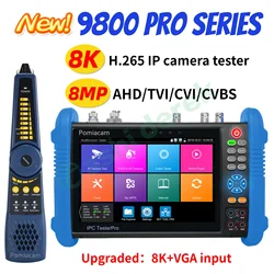 Upgraded IPC-9800 CLMOVTADHS-Pro IPC CCTV Tester 8MP AHD CVI TVI Camera 8K H.265 IP Camera Tester 7'' IPS Screen VGA Input