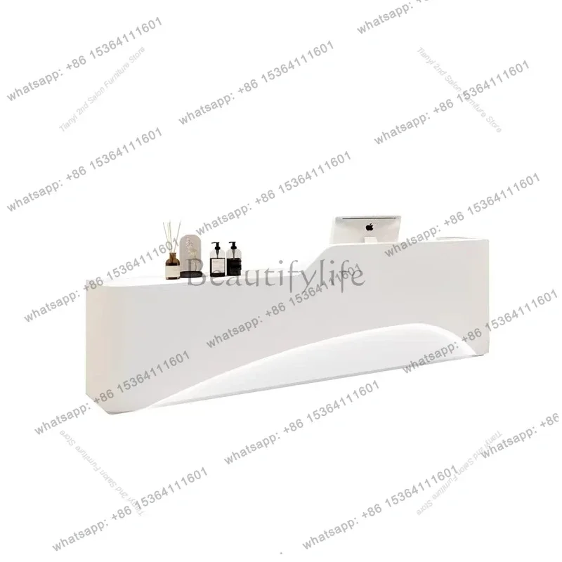 Best Sellers Modern Company Front Desk Reception Desk Curved Simple Dance Studio Medical Beauty Salon Bar Commercial Office Furn