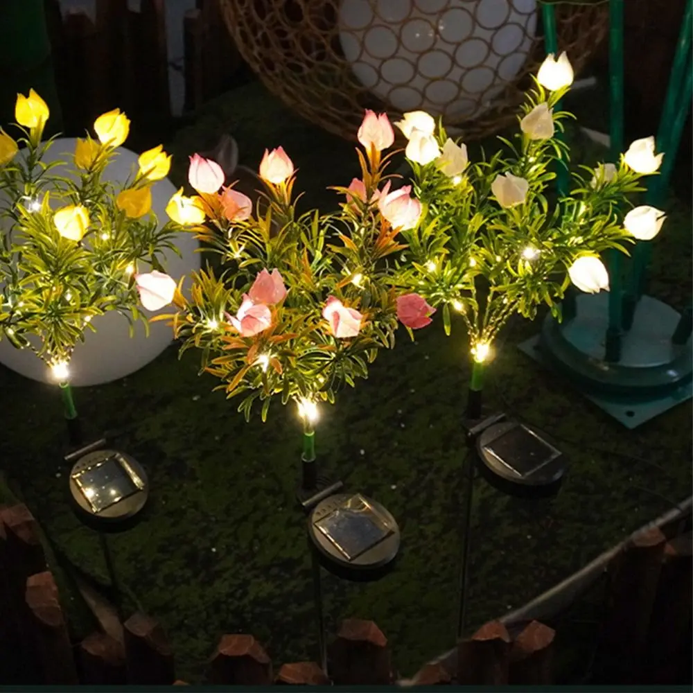 جاردينيا زهرة الشمسية زهرة اصطناعية ضوء 42LED متعدد الألوان تغيير في الهواء الطلق ضوء الحديقة الشمسية ضوء ملون واقعي #3