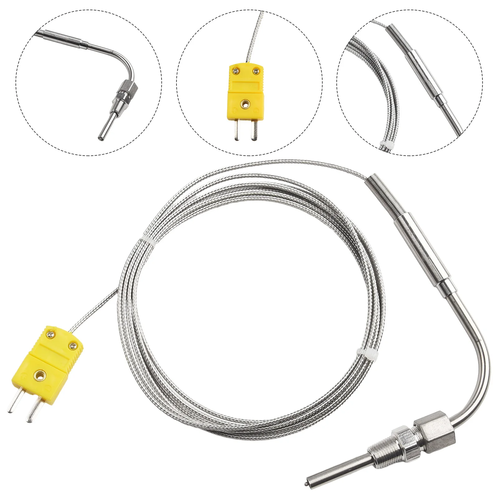 2M EGT K-Type Thermocouple Exhaust Probe High Temperature Sensor Threads Test Length Wire Multimeter Tester Line Probe Sensor