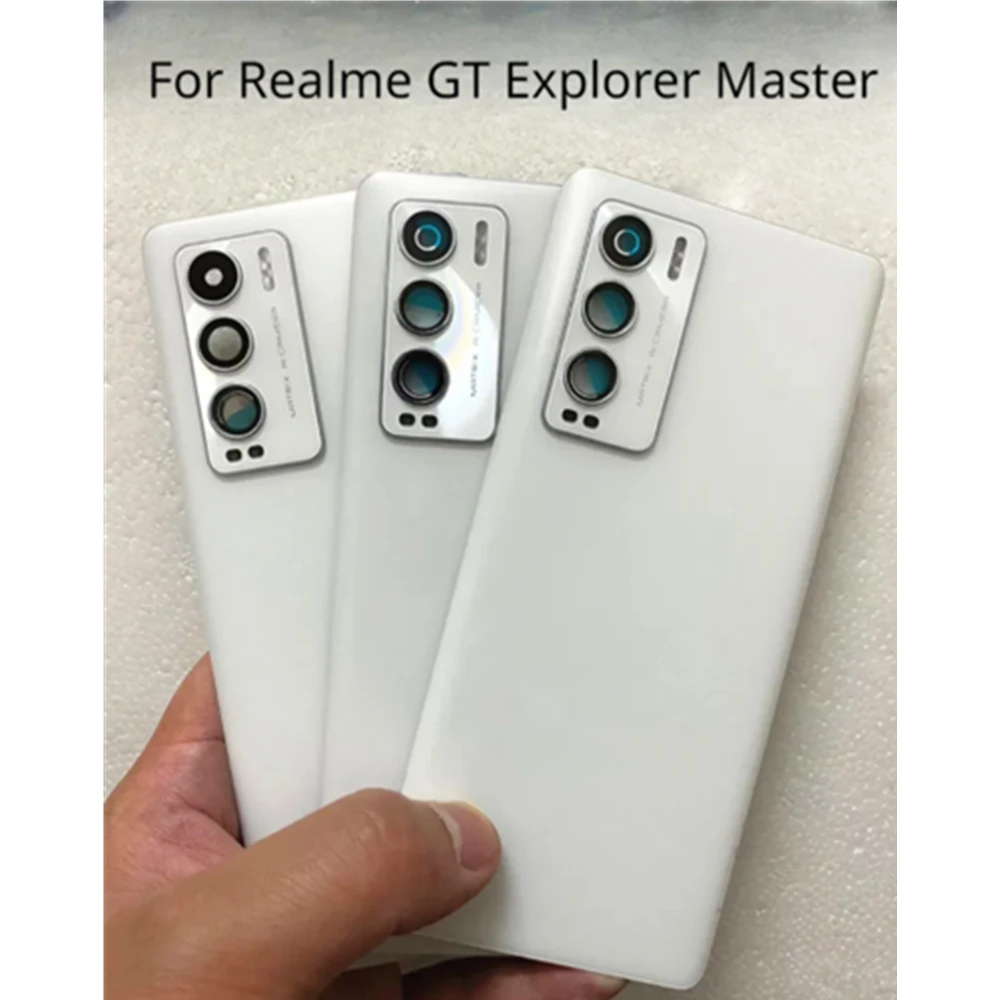 

For Realme GT Explorer Master 6.6" RMX3366 Back Battery Cover Back Glass Rear Housing Door Case With camera Frame Lens