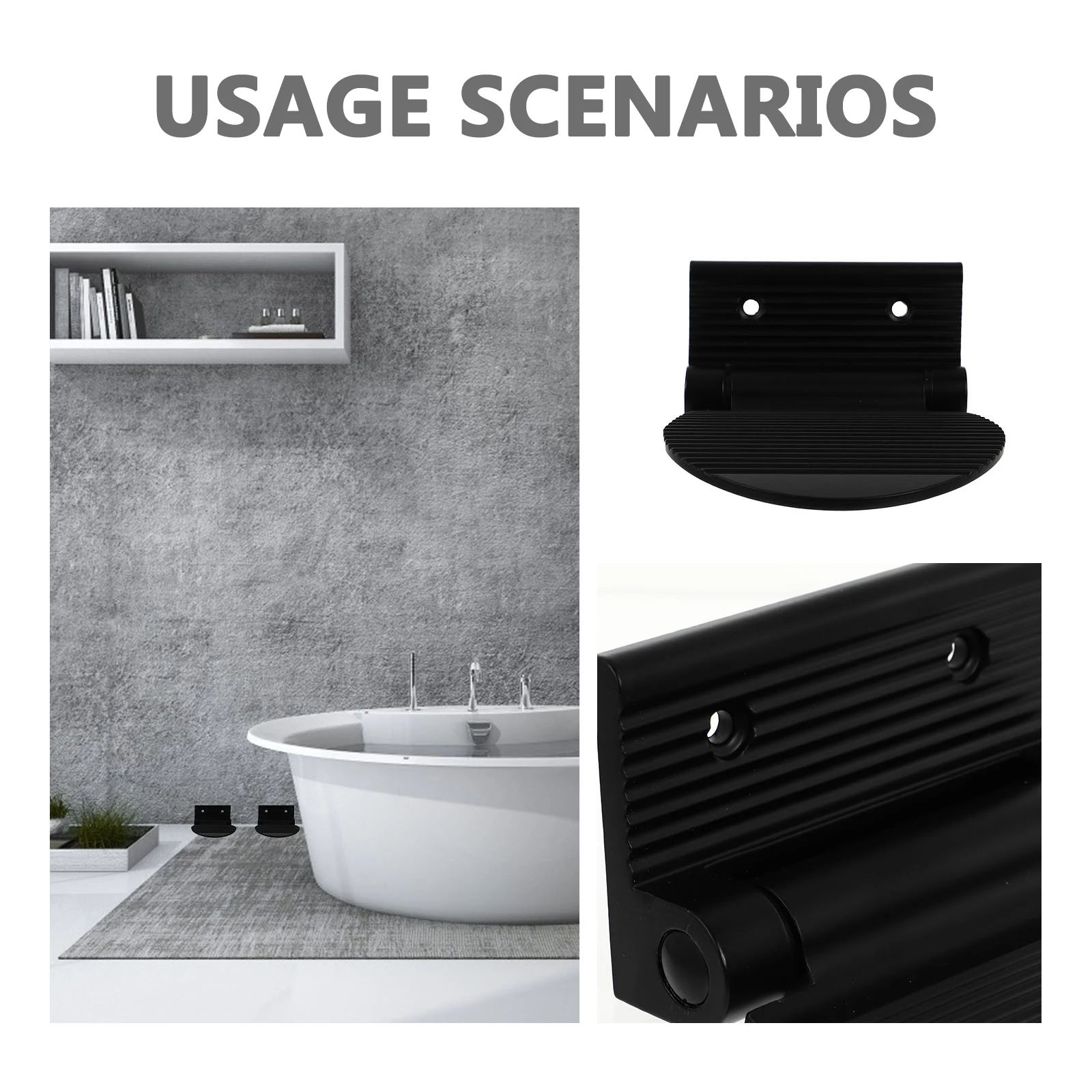 

1PC Anti Pedal Shower Rustproof Thick Floor Household Bathroom Footstool Non Skid Support Corner Black