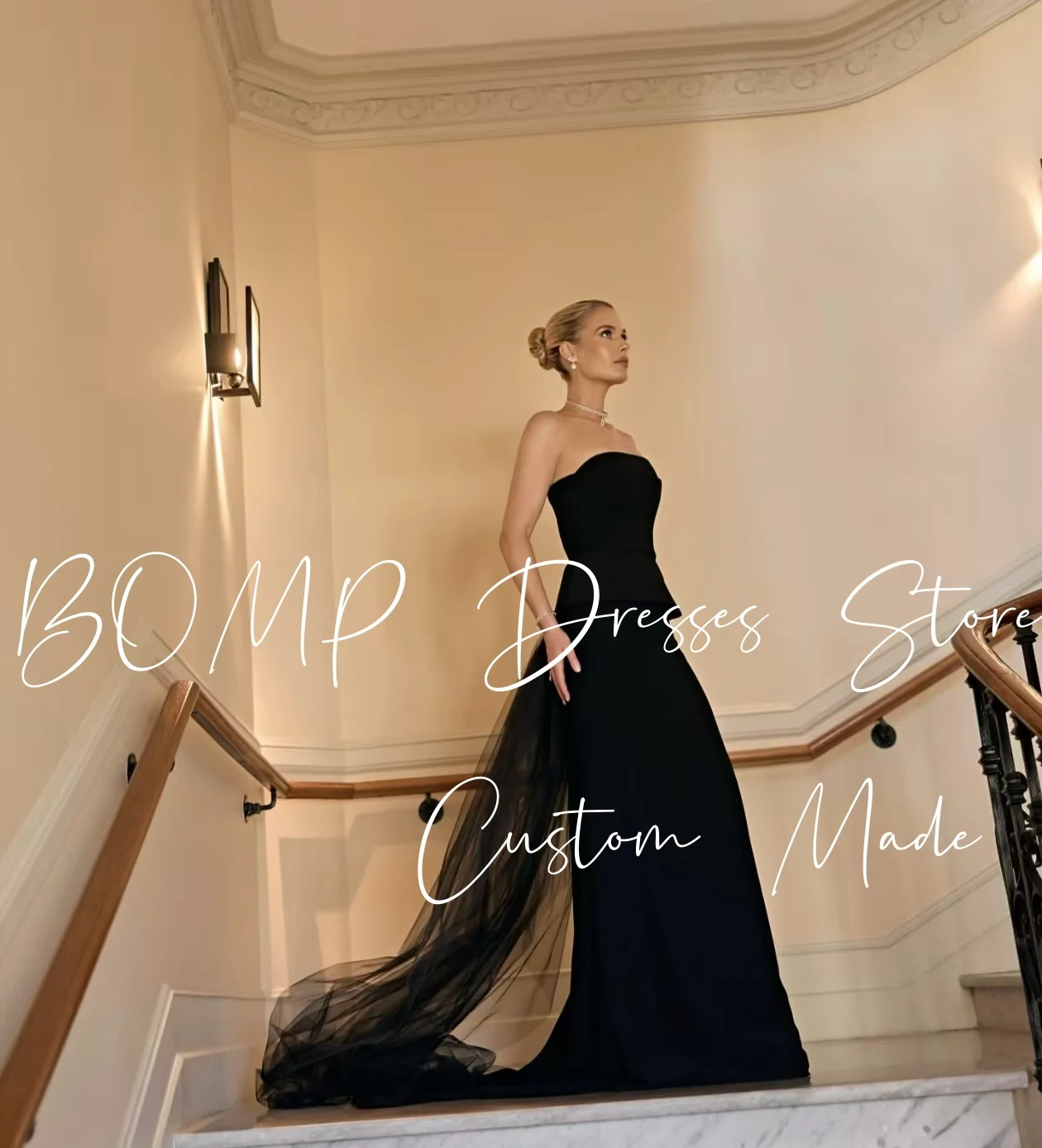 BOMP Elegant Wedding Dress Strapless Corset Draped Tulle Sweep Train Mermaid Evening Bridal Gown Custom Modern Robe De Mariée