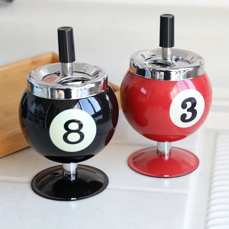 

Креативная металлическая пепельница для бильярда с крышкой — ясень с защитой от лета, украшение для офиса и бильярда | Стильный держатель для пепла для курения, ветрозащитный и