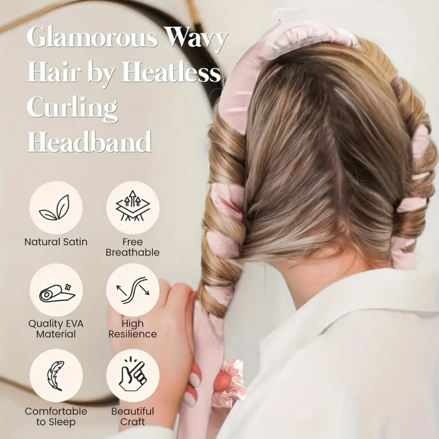 Heatless Hair Curling Headband No Heat Silky Ribbon Curling Rod Hair Roller Curls Lazy Natural Soft Wave DIY Hair Rollers Stylin