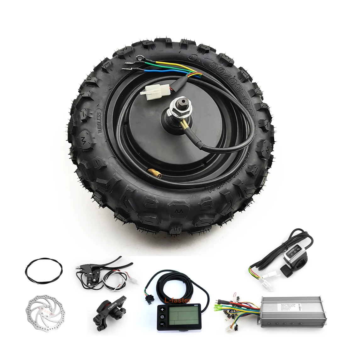 L-faster 48V 1000W 11 Zoll Offroad-Reifen Elektroroller Fahrrad Bürstenloser Nabenmotor-Rad mit Scheibenbremsen-Set