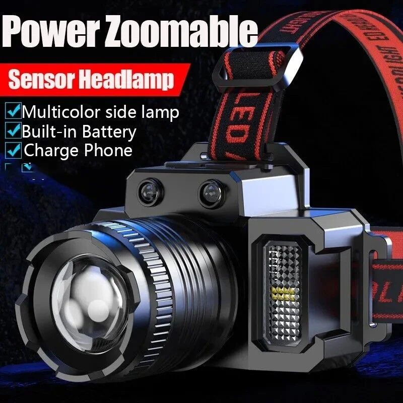 

LED Sensor Headlamp Camping Search Light Head Flashlight Rechargeable Powerful Head Lamp Front Lanterns Headlights 5 Styles