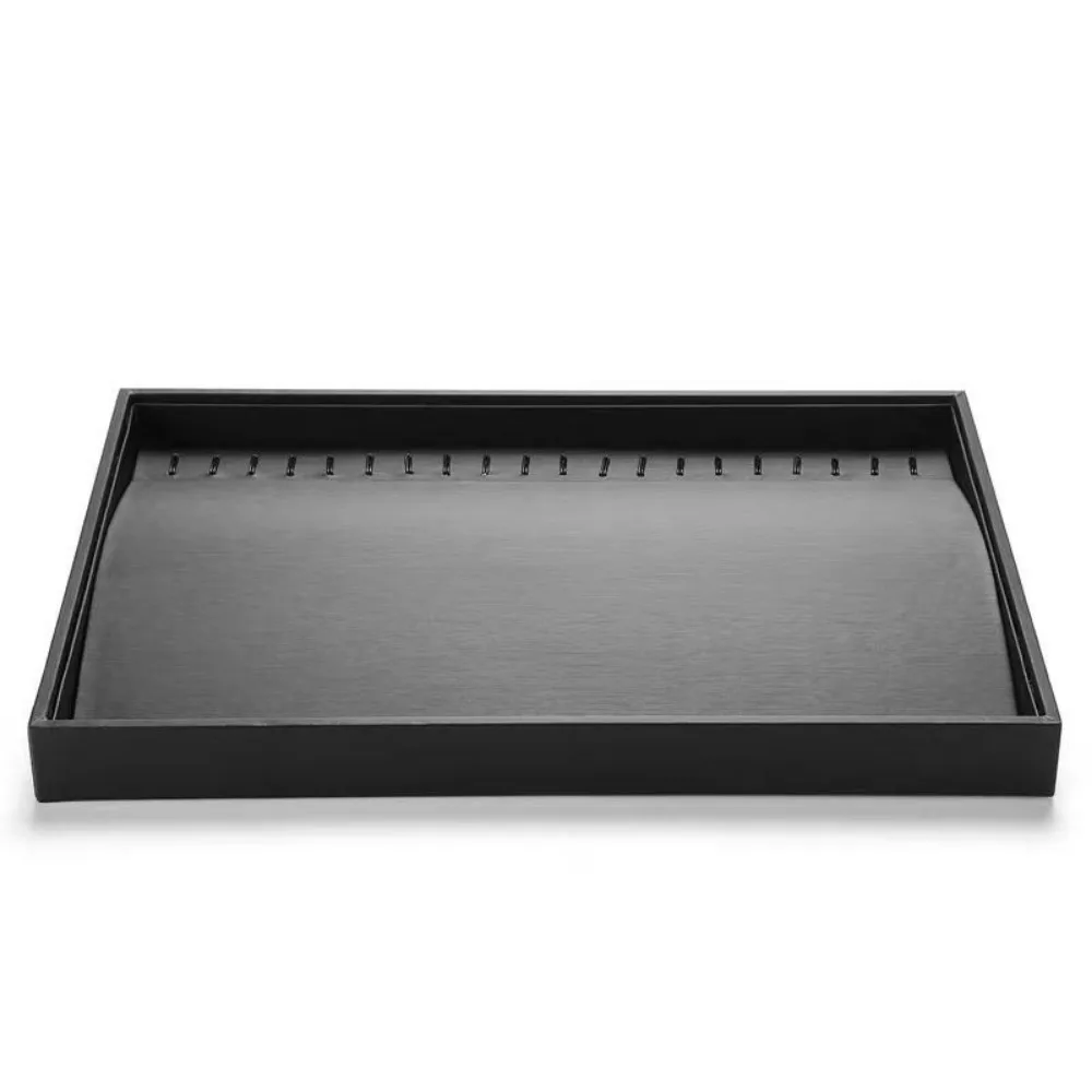

Stackable Jewelry Display Tray Multi Compartments Flat Bottom PU Leather Jewelry Pallet Waterproof Black