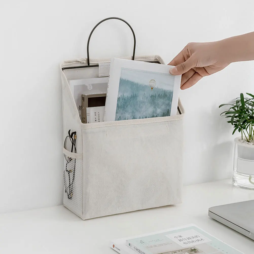 

2Pcs Wall Hanging Storage Bags Cotton Organizer Large Capacity Side Pocket Hanging Closet Organizer Home Sundries