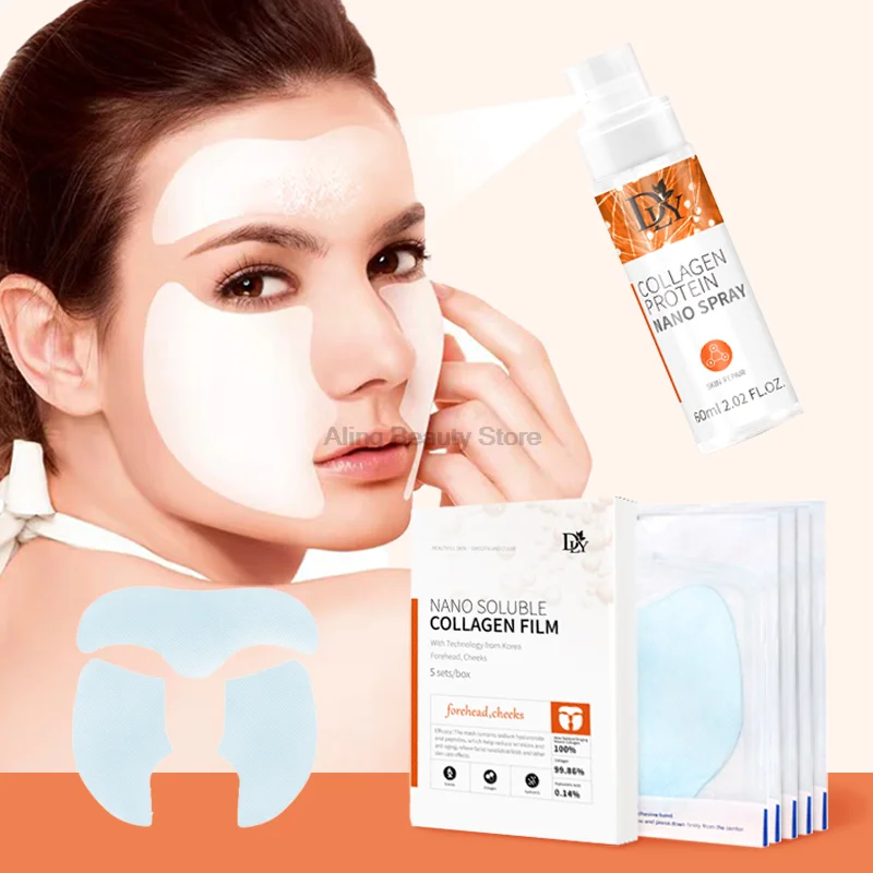 Nano Hydrolyzed Collagen Protein Film Mask Face Serum Spray Set Wrinkle Repair Soluble Face Filler Brightening Skin Care Set