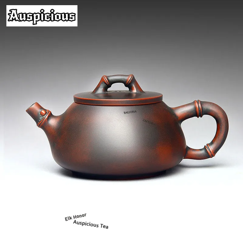 201ml Handmade Nixing Pottery Teapot Boutique Tea Infuser Stone Spoon Pot Tea Brewing Kettle With Filter Cha Supplies Ornaments