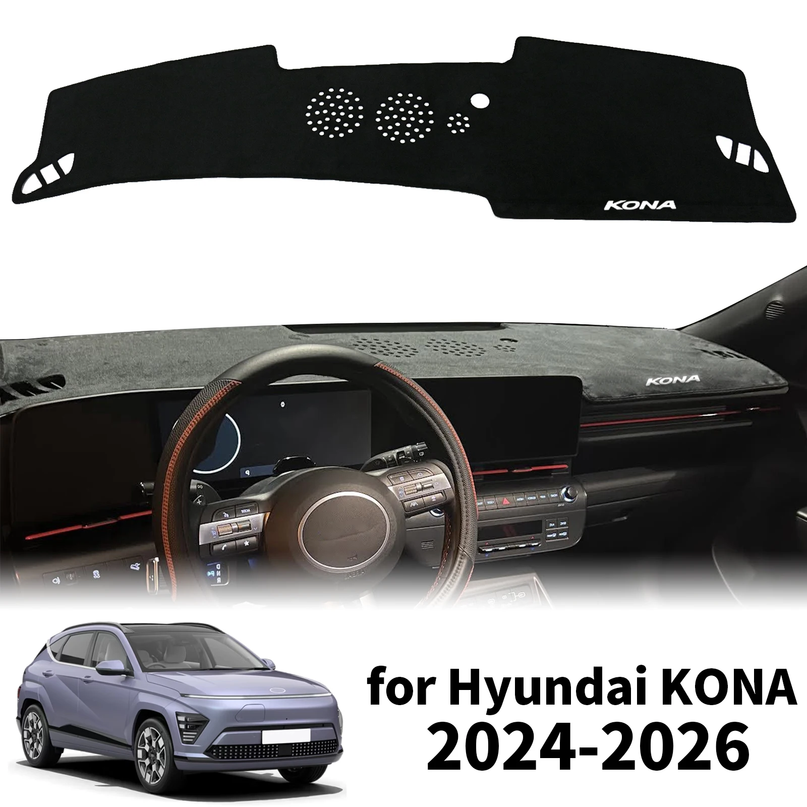 

fit for Hyundai KONA 2024 2025 2026 Electric EV Dashmat Dashboard Cover Pad Protective Carpet Car Accessories DashMat Sunshade