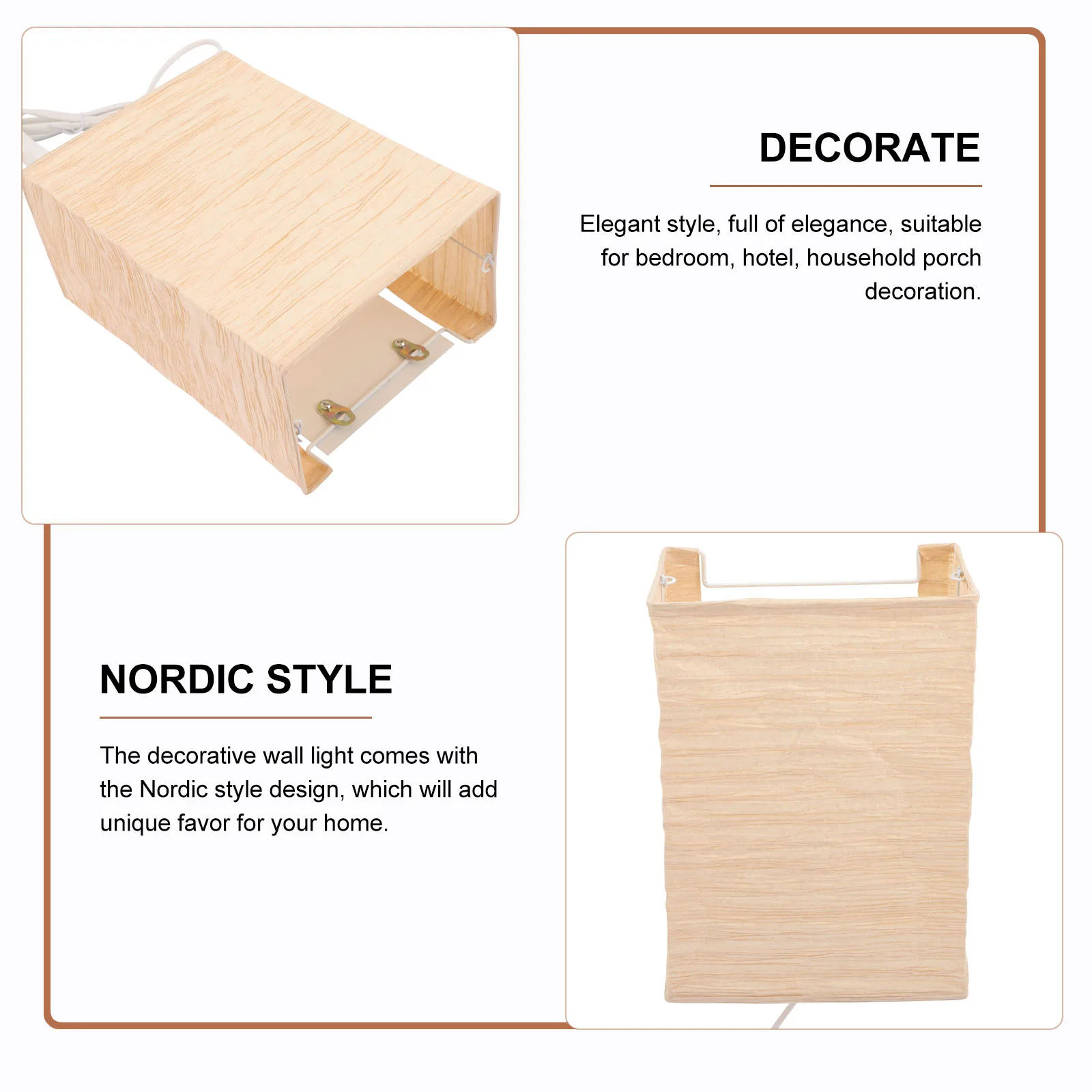 

Nordic Style Paper Wall Lamp Brown Striped Corridor Light Decorative Hallway Lighting Simple Bedroom Hotel Porch