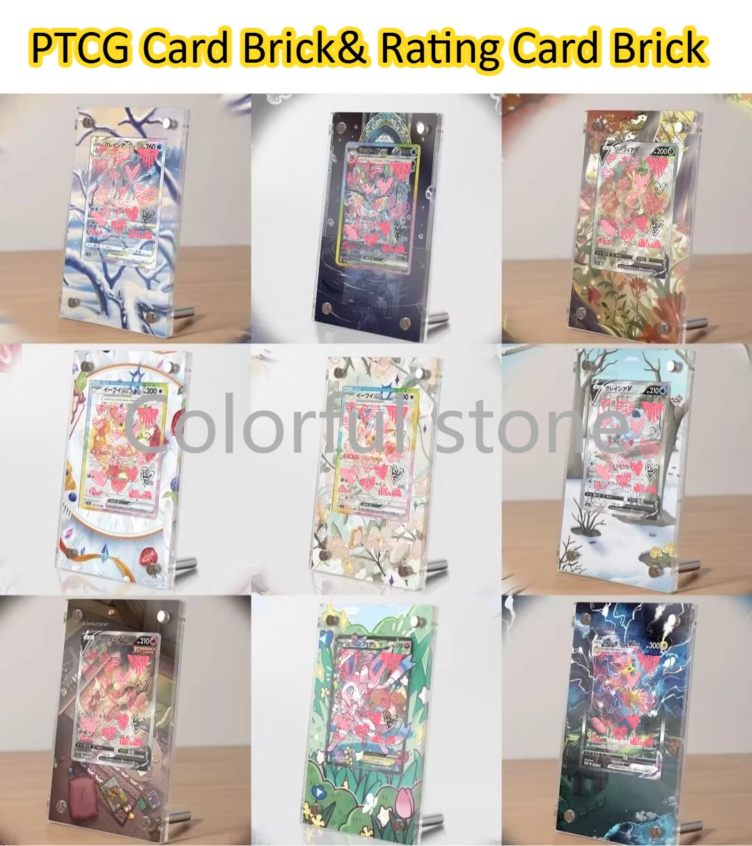 

PTCG Pokemon Anime Character Expansion Card Brick Eeveelution Vaporeon Glaceon Leafeon Flareon Acrylic Display Stand No Card