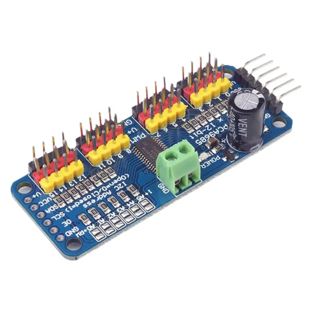 PCA9685 16-канальный 12-битный ШИМ-сервопривод Плата интерфейса IIC PCA9685 Контроллер модуля для Arduino и Raspberry Pi E0M9