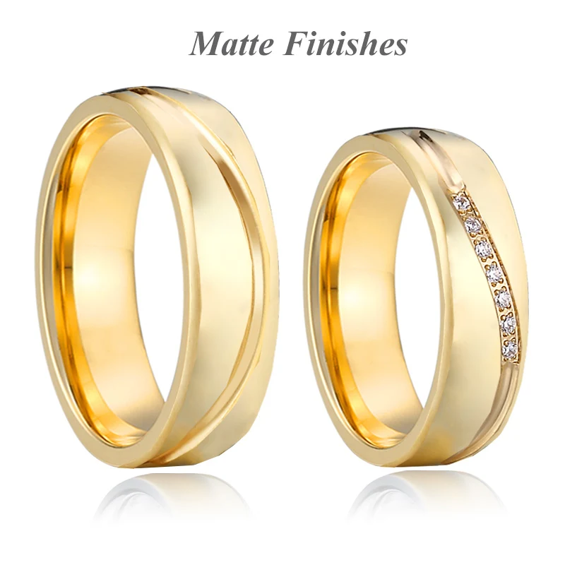 18k Gold Plated Wedding Rings For Men and women Lover\'s Alliance His and Hers Couple rings Set jewelry Big USA size 14 15