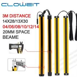 Cloweit 14X28 Safety Light Curtains RC/H2004-14 3m Detecting Distance Super Thin Grating Device Protector for Narrow Space