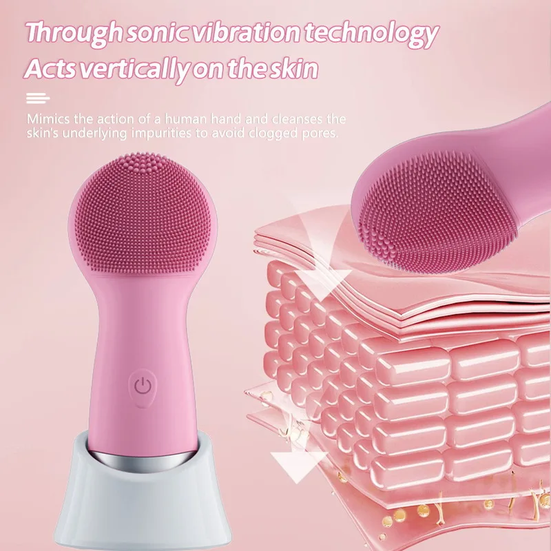 Nieuwe oplaadbare siliconen gezichtsreiniger Elektrisch gezichtswasapparaat Mini waterdichte ultrasone poriënreiniger