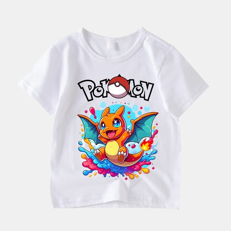 New Cartoon Pokémon Pocket Game Printed T-Shirt Men's and Women's Summer Original Style Loose Casual Versatile Short Sleeve Top