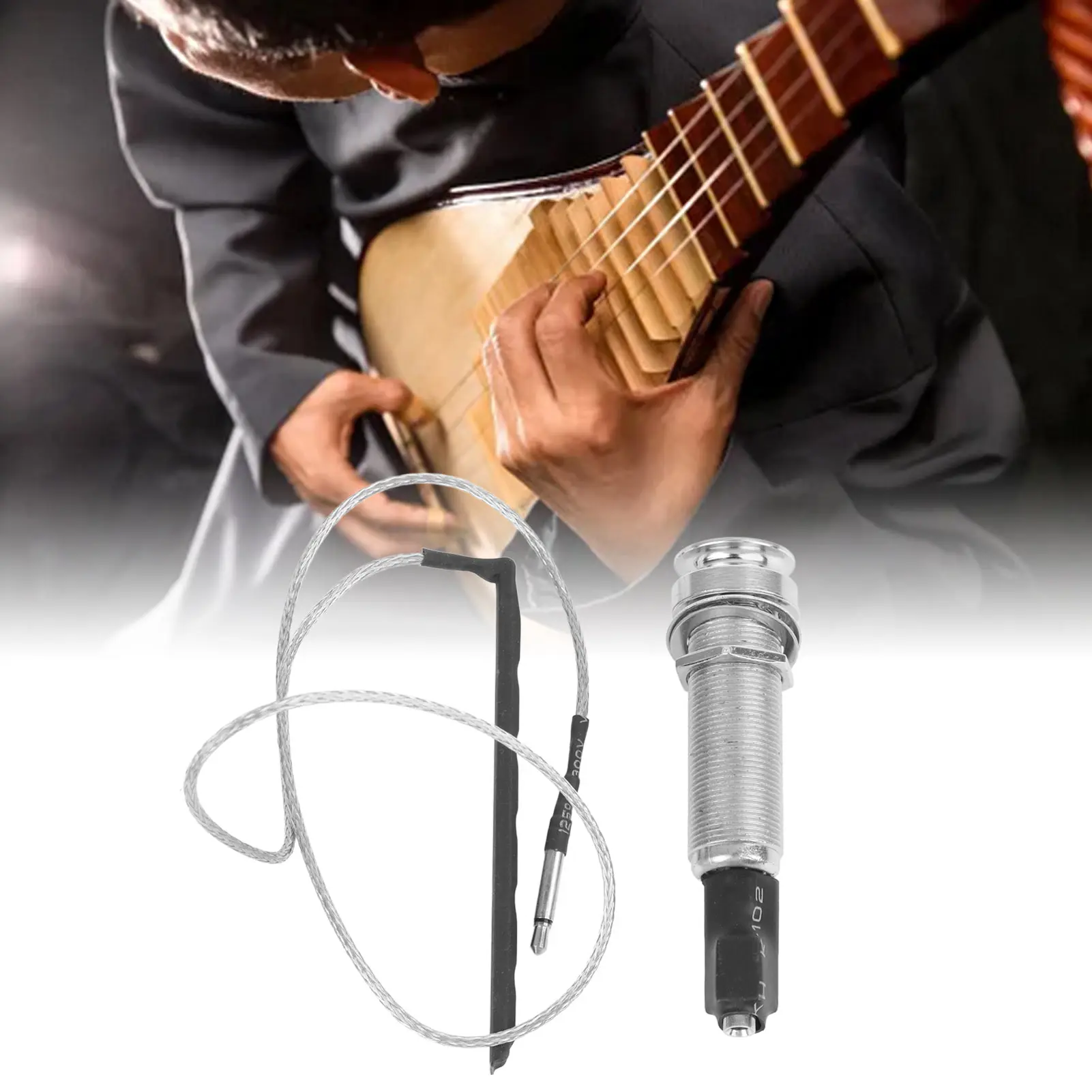 

Acoustic Guitar Pickup Under Saddle Piezo Pickup Stick with 6.35mm Endpin Output Jack Acoustic Guitar Built in Rod Piezo Pickup