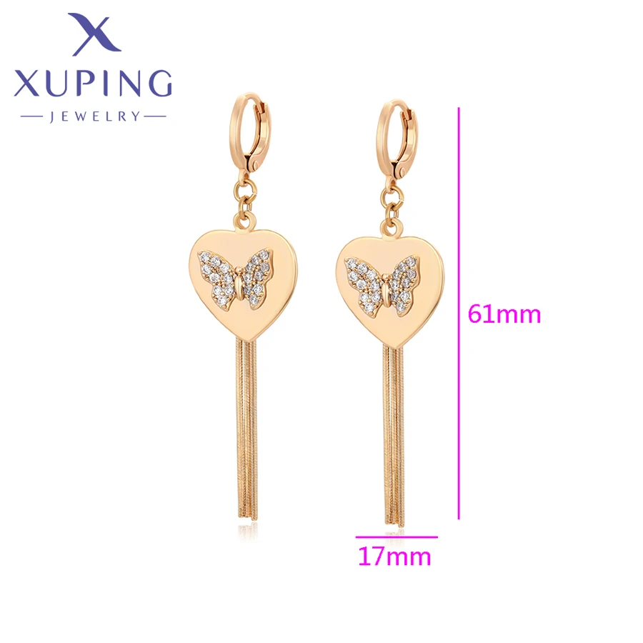 Xuping Jewelry Fashion Heart Butterfly Gold Color Huggies Earrings for Women Party Gift X001031703