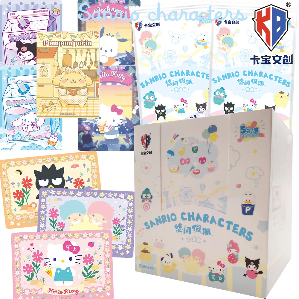 Original Kabao Sanrio Collection Cards for Boys Girls Anime Star HANGYODON Gourmet Holiday Warm Time Character Cards Hobby Gift