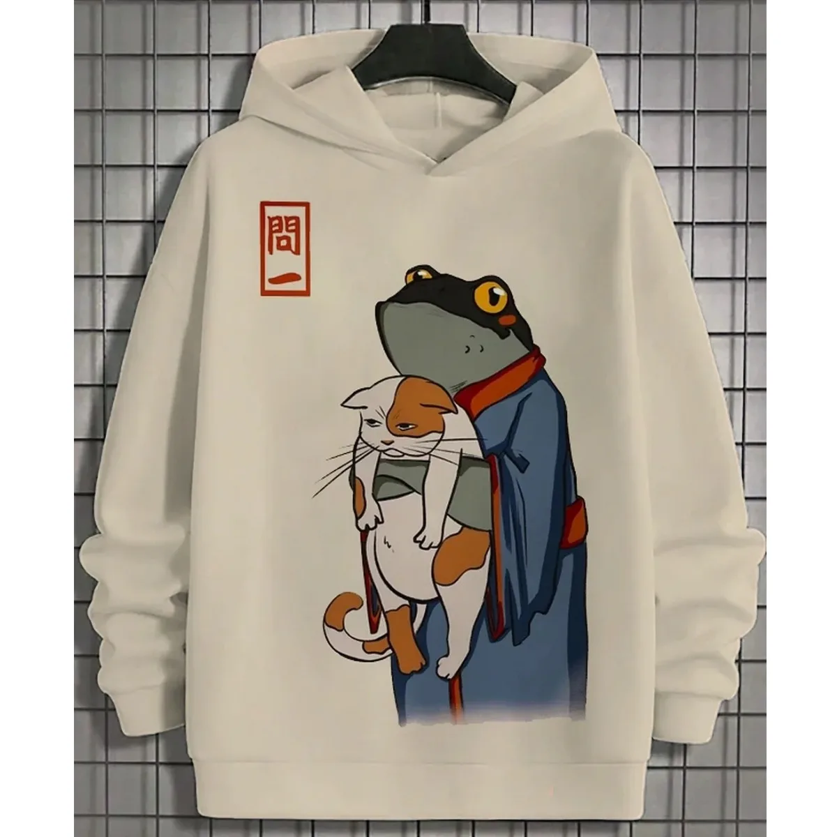 

Funny Japanese Style Frog Pattern Print Hoodie For Men Street Harajuku Pullover Casual Y2k Top Fashion Autumn Hooded Sweatshirt