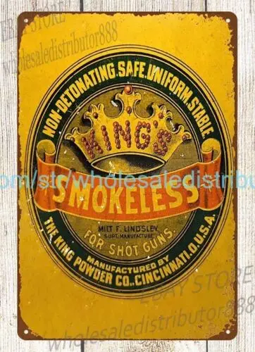 King's Smokeless Powder for Shotguns metal tin sign decor office restaurant