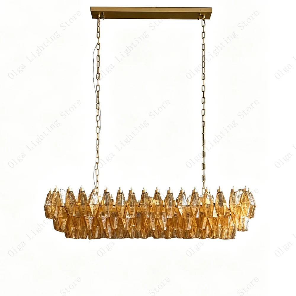 

Nordic New Design Amber Glass Chandelier Lighting Classic Home Appliance Luxury Hanging Lamps for Living Room Decoration Lustres