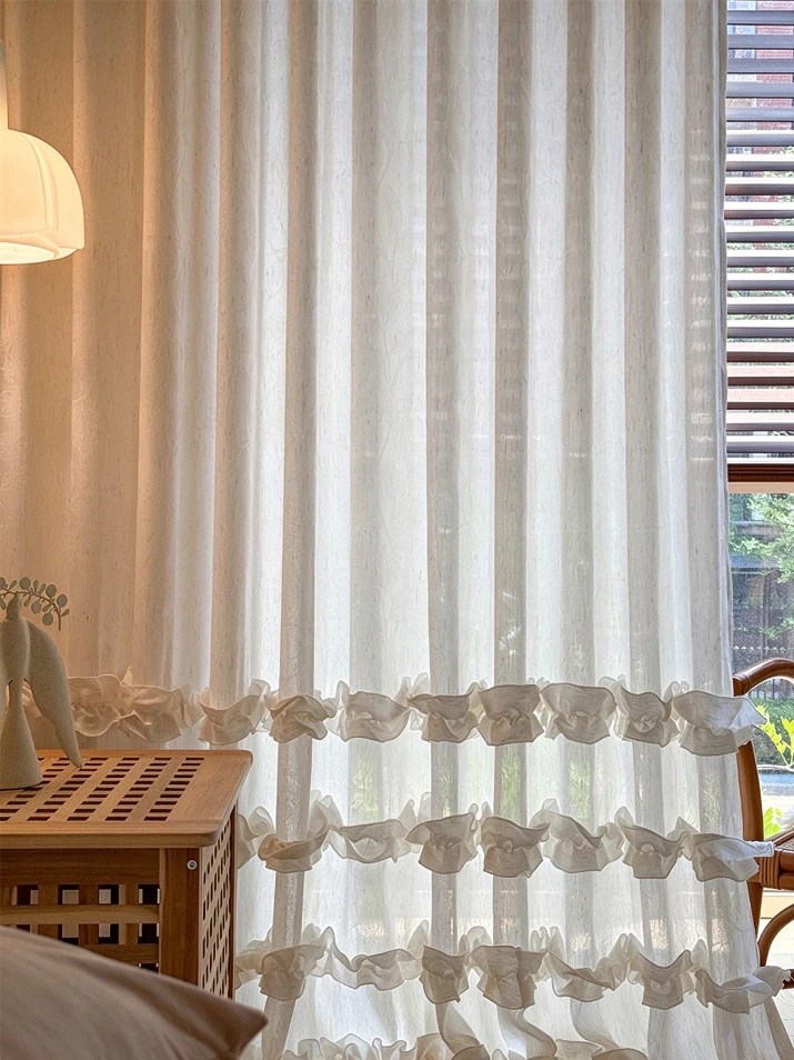 Custom Size Medieval Cream-style Jacquard Linen Gauze Curtains Are Light-transmitting and Impermeable To People's Ears Bedroom