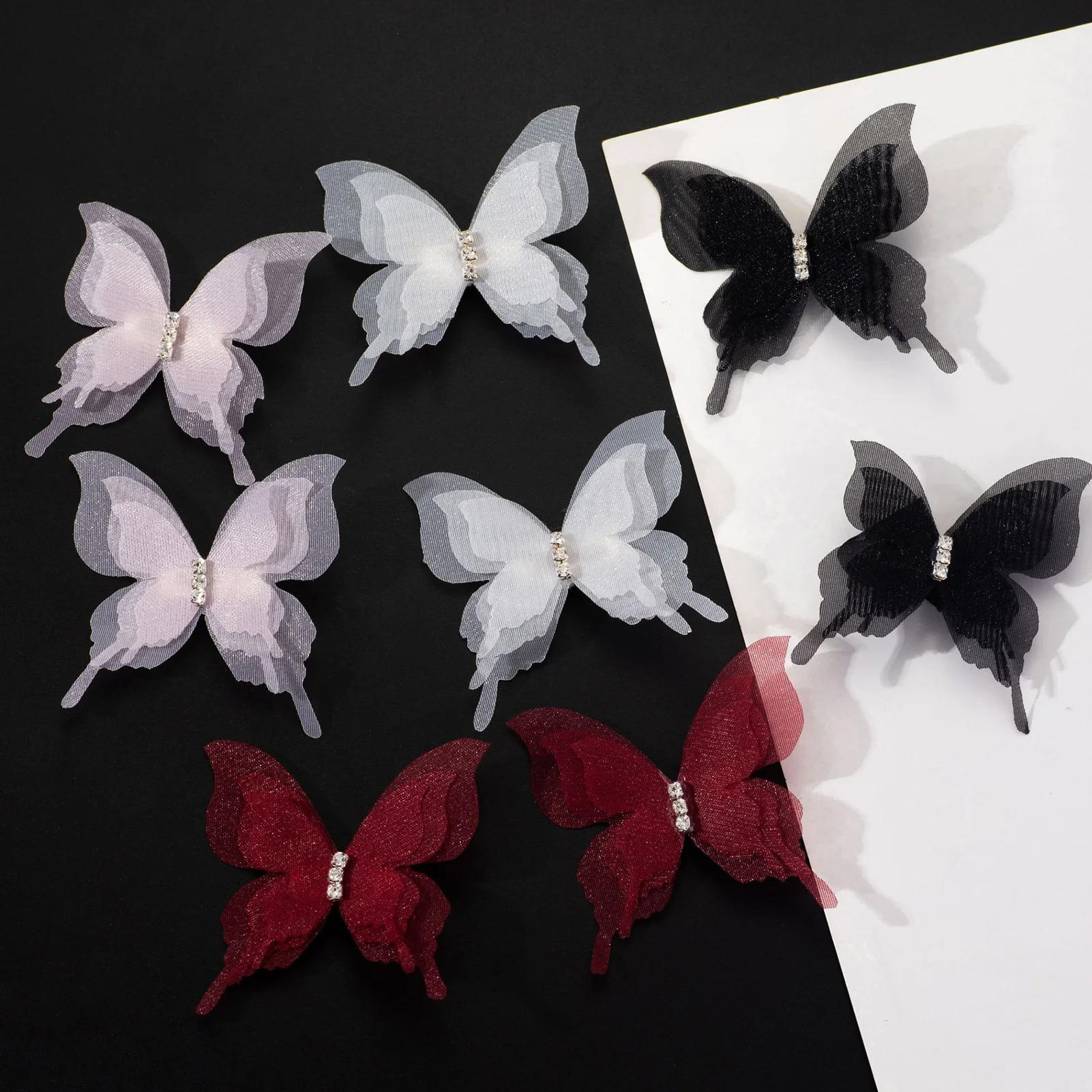 1 Pair Butterfly Hair Clips for Women Girls, Cute Kawaii Silk Butterfly Hairpins for Wedding Birthday Party Hair Accessories