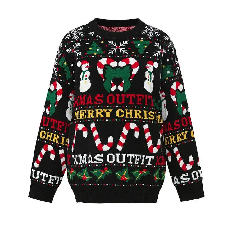 

Cisas Ugly Sweater Couple Cross-border Thiened Long Sve Knitted Pullover Polyester Fiber Autumn Winter Faion Ladie...