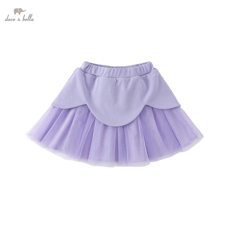 DK1234815 Dave Bella Spring 5Y-13Y Kids Girls Fashion Solid  Short Skirt Children Boutique Casual Short Skirt