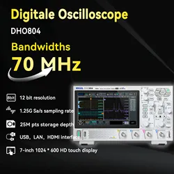 RIGOL DHO800 Series Digital Oscilloscopes Portable,70-100MHz,1.25G Sa/s, type-c Power Supply, DHO802/DHO804/DHO812/DHO814