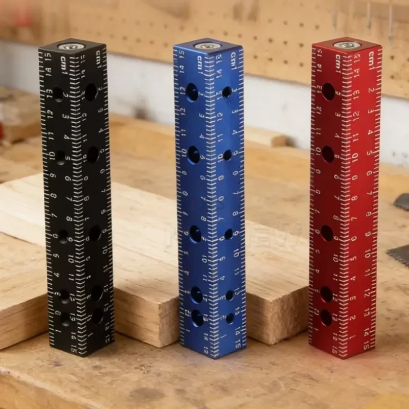 Magnetic 4-Sided Equal Height Marking Ruler Multi-Purpose High Precision Cabinet Hinge Installation Auxiliary Measuring Tool