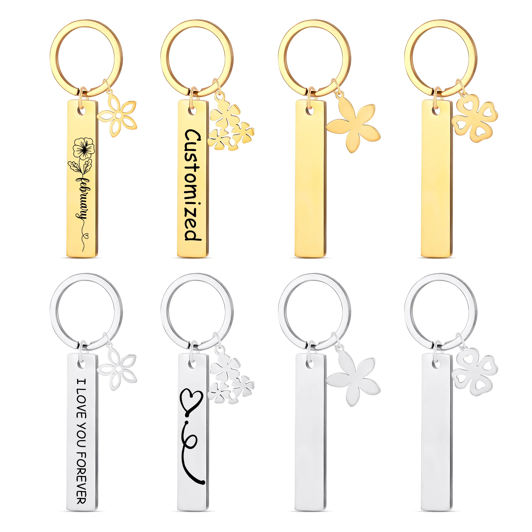 

1Piece Personalized Keychain Gift Engrave Name Date Text My Love My Life My Friend for Couples Men Women Husband Customized Gift