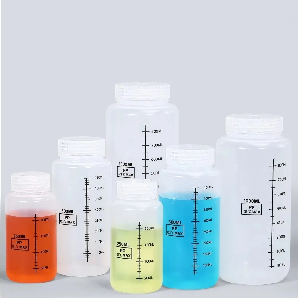Multiple Capacities Wide Mouth Reagent Bottle 30-1000ml Transparent Laboratory Bottle Classrooms Home Packaging Bottle