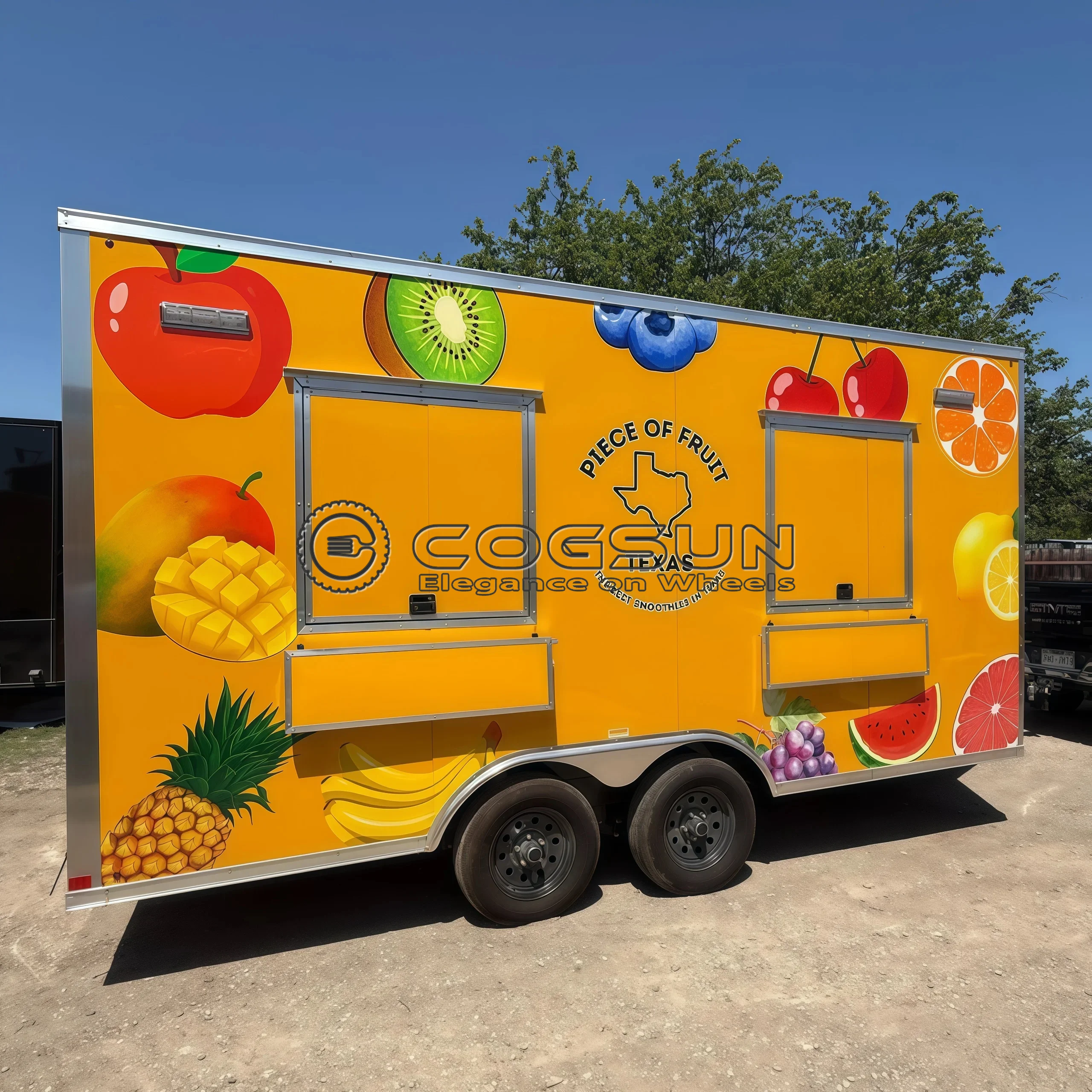 

COGSUN Fully Equipped Food Trailer with Full Kitchen Pizza Oven Grill Ice Cream Machine for Street Vendors Catering Events