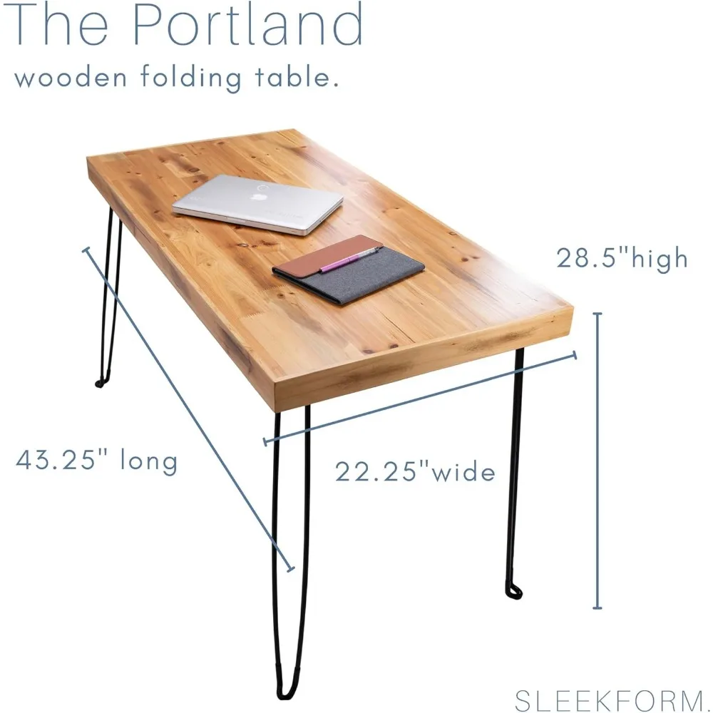 Bureau Pliant Portable en Bois, Table Pliable, Pas d'Assemblage, Possède des Bureaux pour Petits Espaces, Gain de Place, Pliable