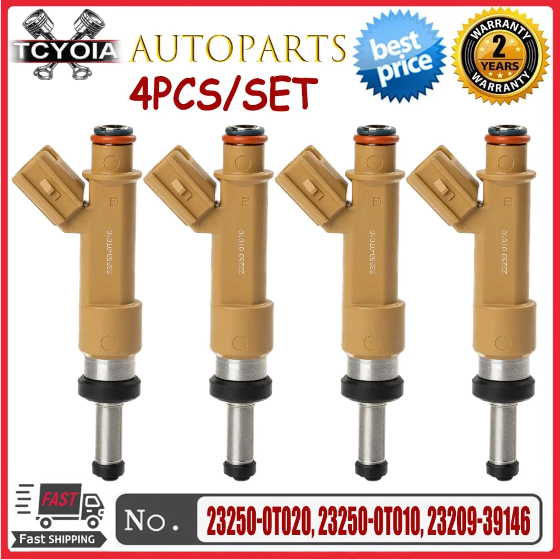 

4PCS Injector Nozzle Fuel Injector OEM 23250-0T010 23209-39146 2320939146 232500T010 FOR TToyota Corolla Matrix Scion 1.8L 08-18